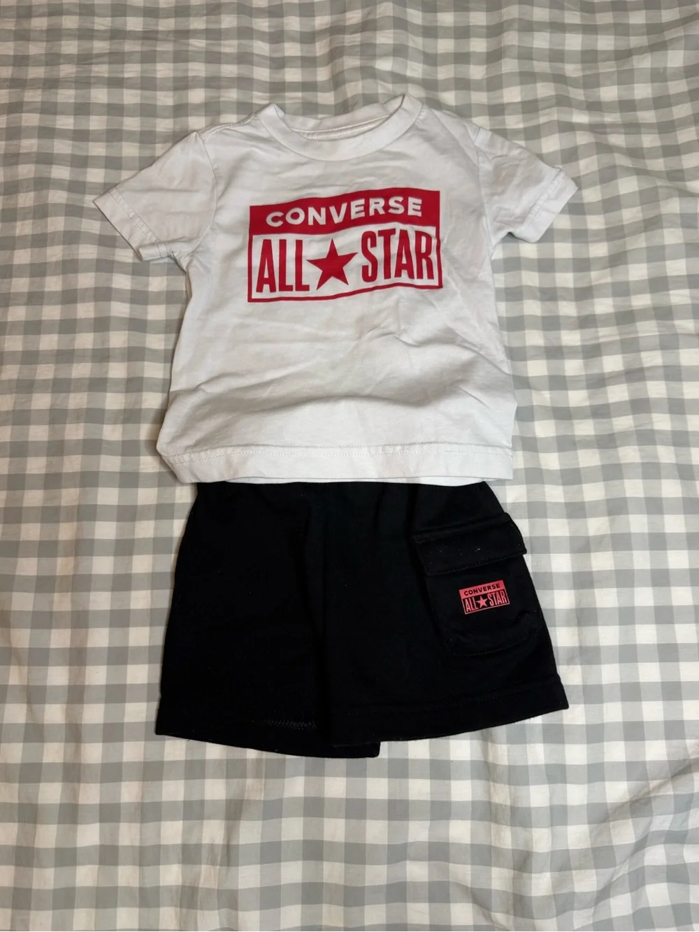 Converse Black & White Kids Tee & Skort with Pink Logo